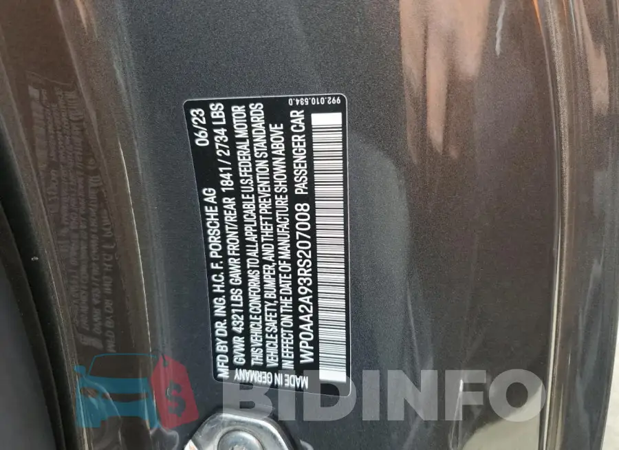 WP0AA2A93RS207008 Photo# 13