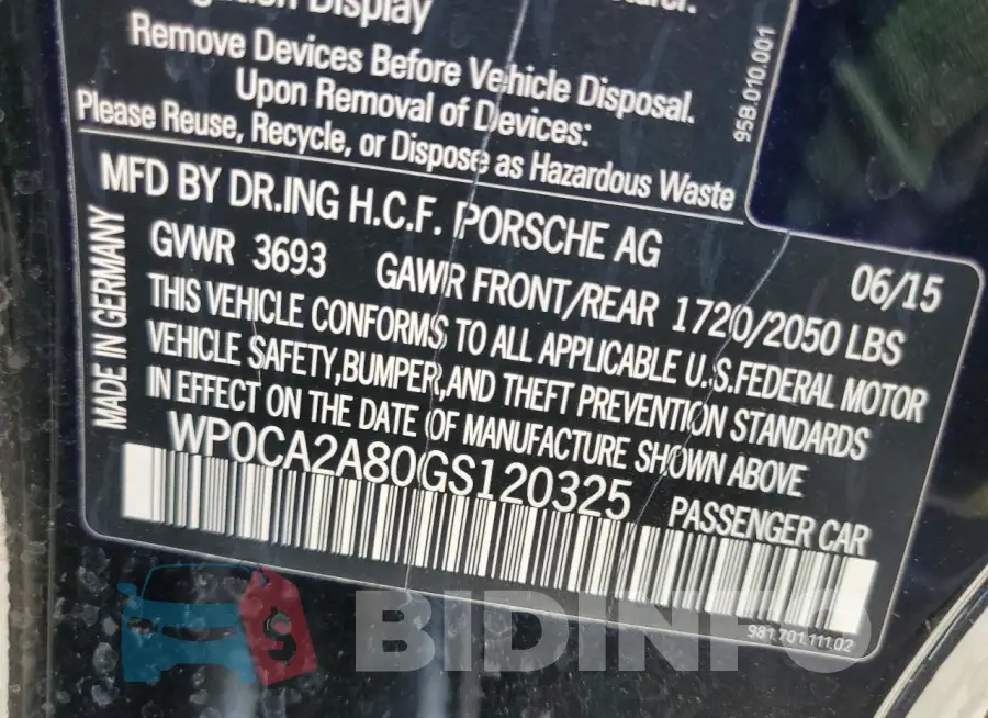 WP0CA2A80GS120325 Photo# 12