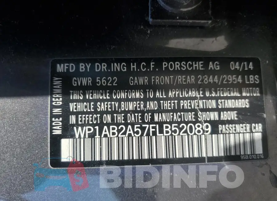 WP1AB2A57FLB52089 Photo# 12