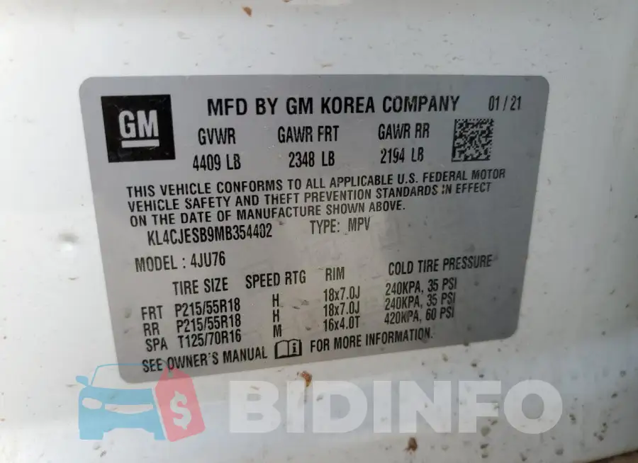 KL4CJESB9MB354402 Photo# 12