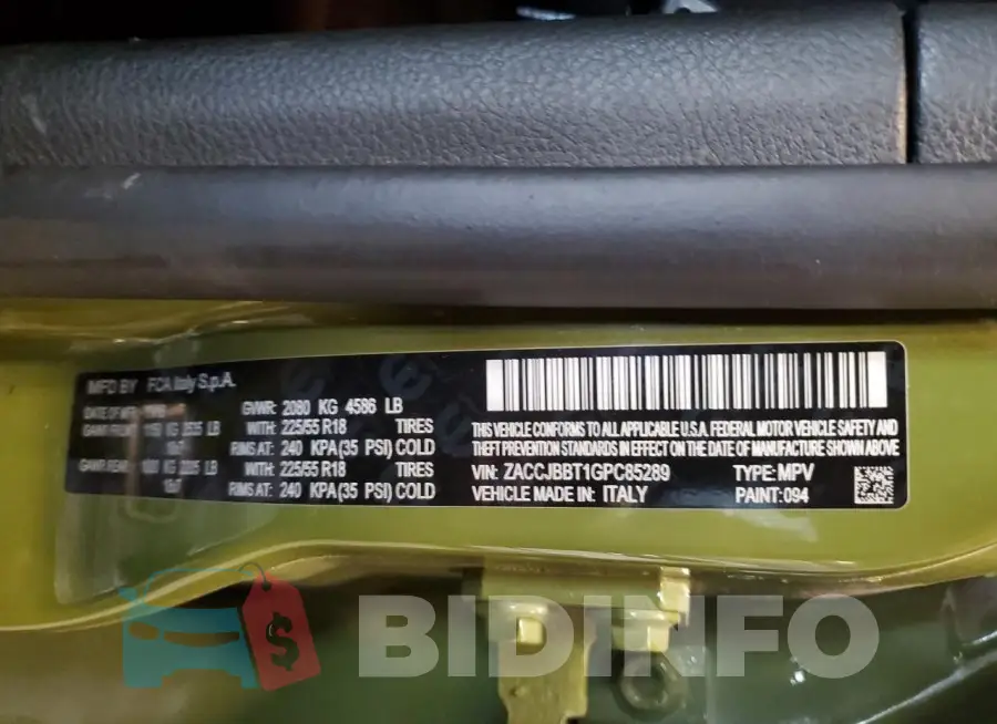 ZACCJBBT1GPC85289 Photo# 12