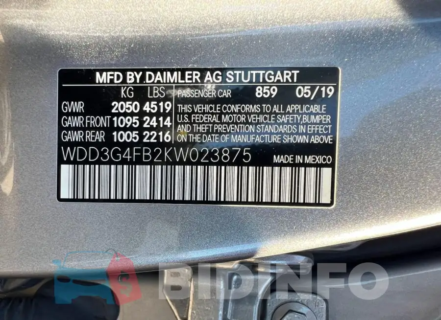 WDD3G4FB2KW023875 Photo# 10
