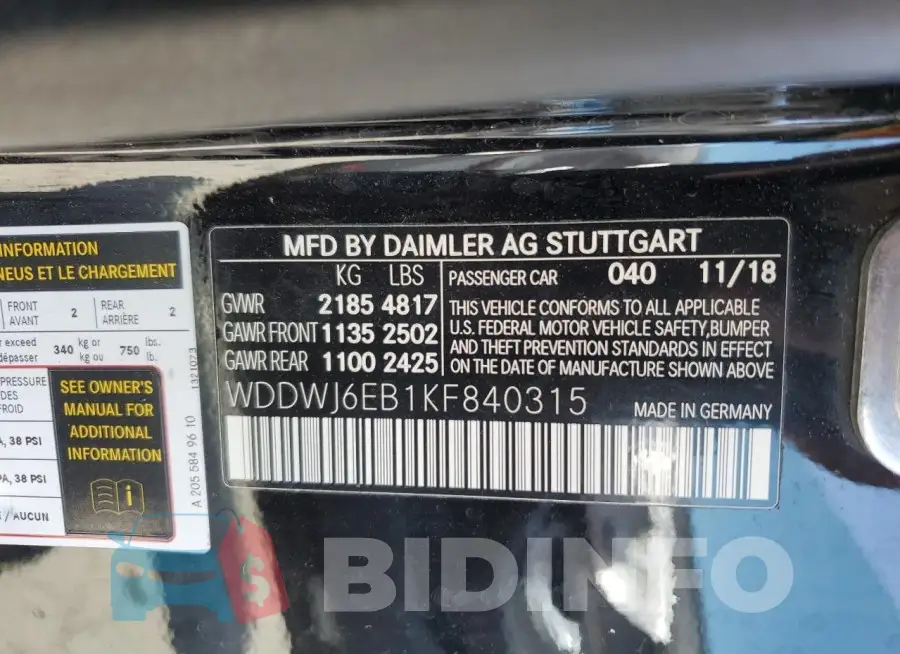 WDDWJ6EB1KF840315 Photo# 12