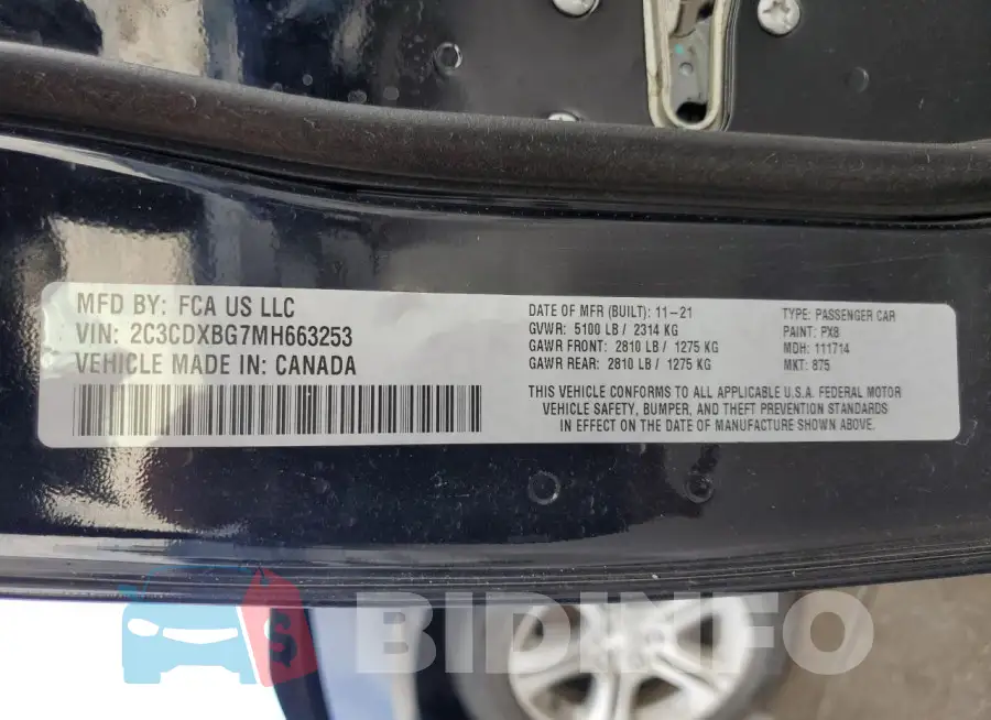 2C3CDXBG7MH663253 Photo# 12