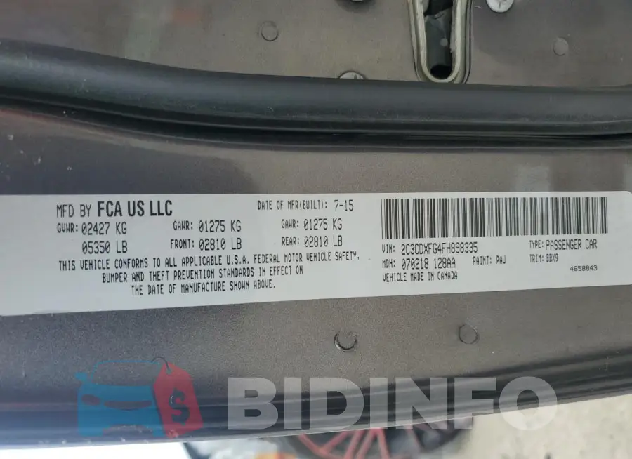 2C3CDXFG4FH898335 Photo# 13