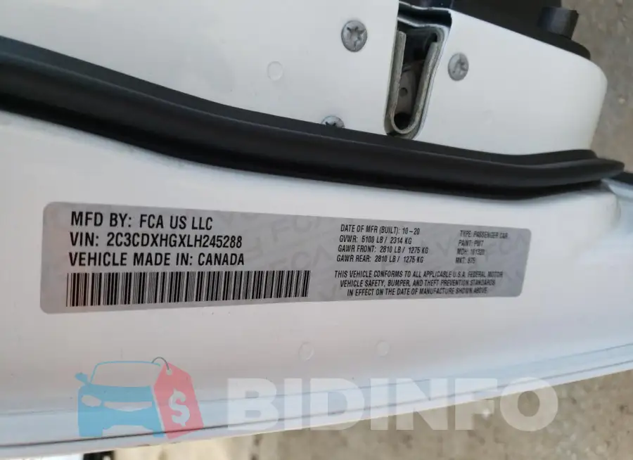 2C3CDXHGXLH245288 Photo# 12