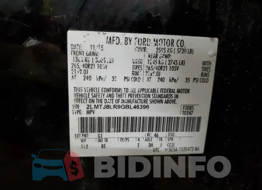 2LMTJ8LR9GBL46396 Photo# 12