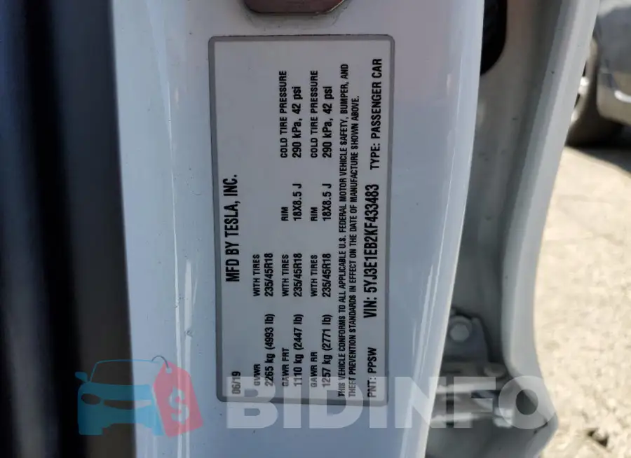 5YJ3E1EB2KF433483 Photo# 13