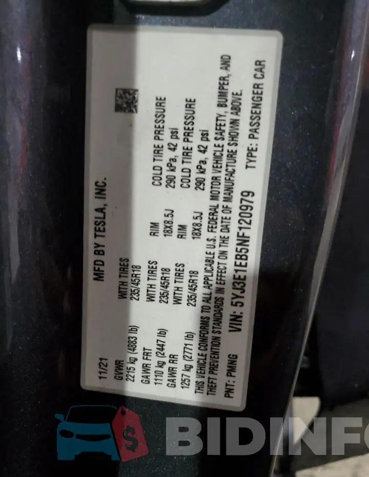 5YJ3E1EB5NF120979 Photo# 13