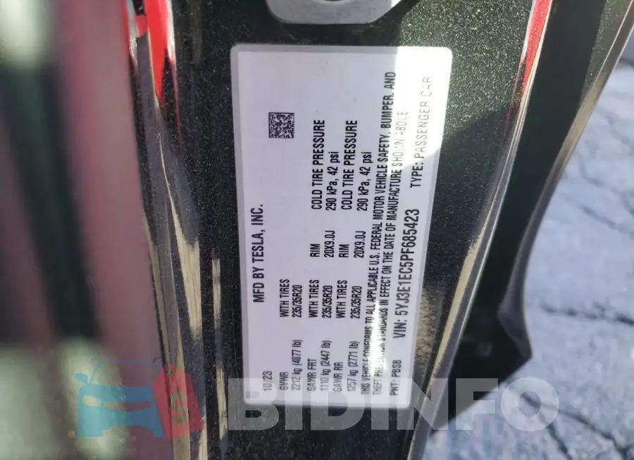 5YJ3E1EC5PF685423 Photo# 12