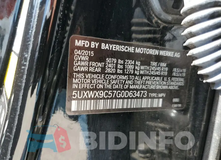 5UXWX9C57G0D63473 Photo# 13