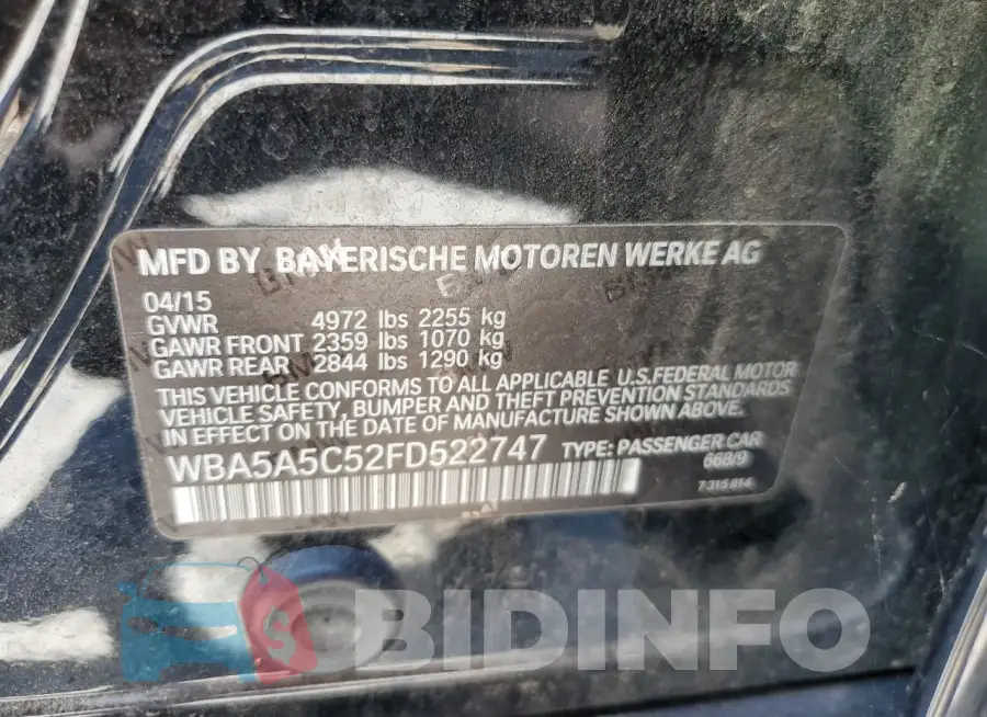 WBA5A5C52FD522747 Photo# 12