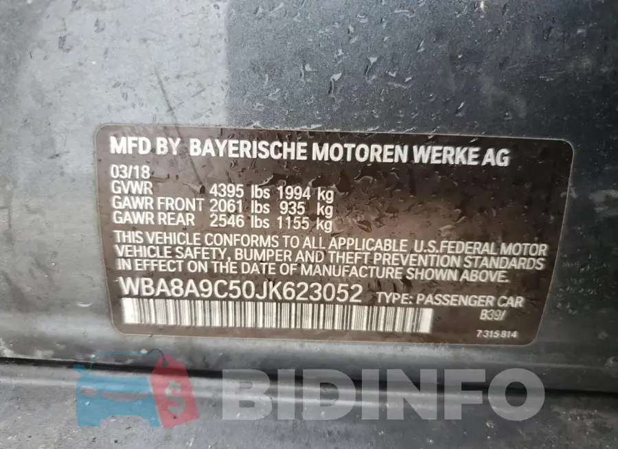 WBA8A9C50JK623052 Photo# 13