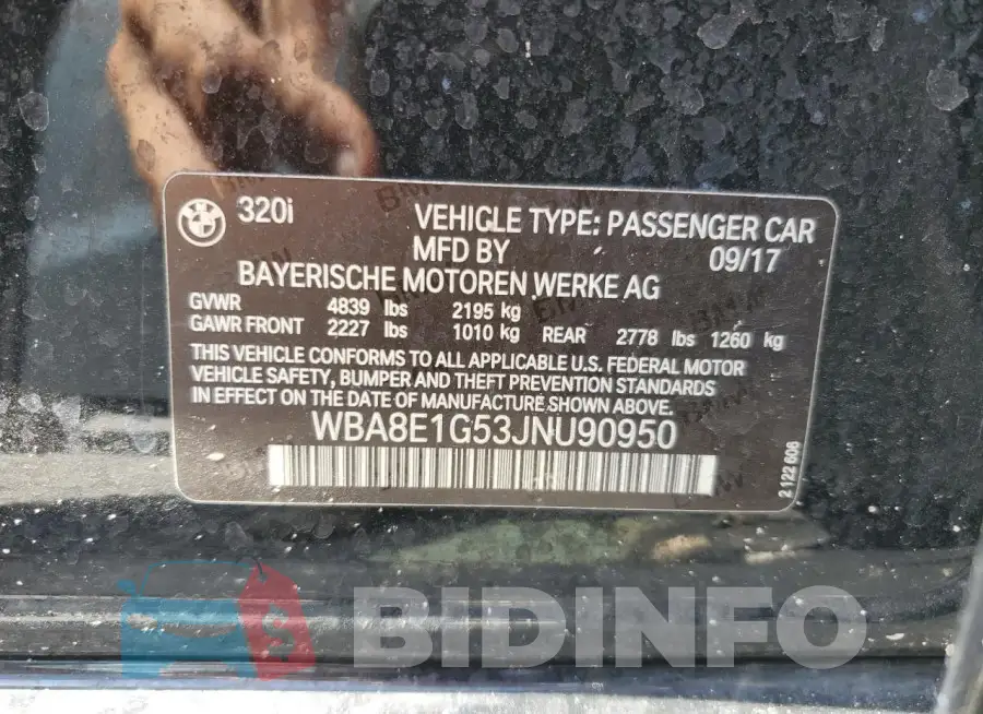 WBA8E1G53JNU90950 Photo# 12