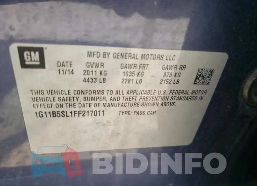 1G11B5SL1FF217011 Photo# 12