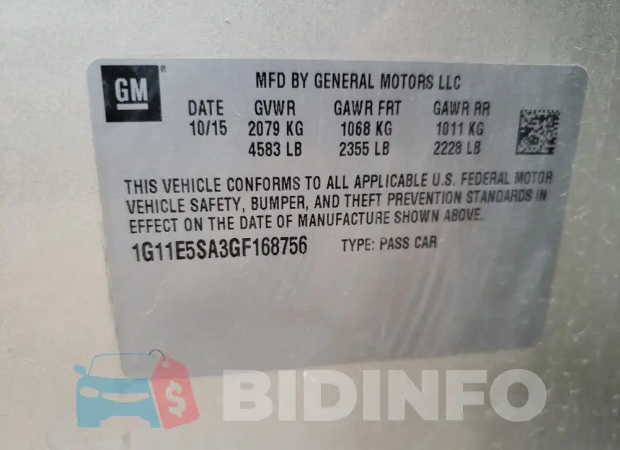 1G11E5SA3GF168756 Photo# 12