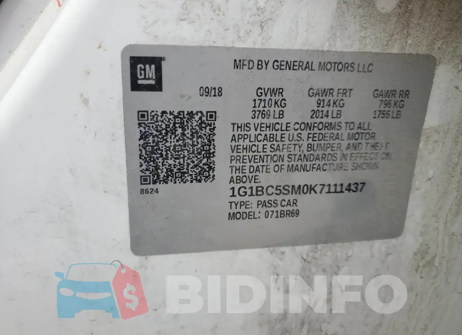 1G1BC5SM0K7111437 Photo# 12