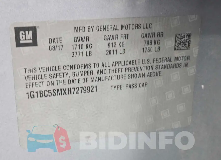 1G1BC5SMXH7279921 Photo# 10
