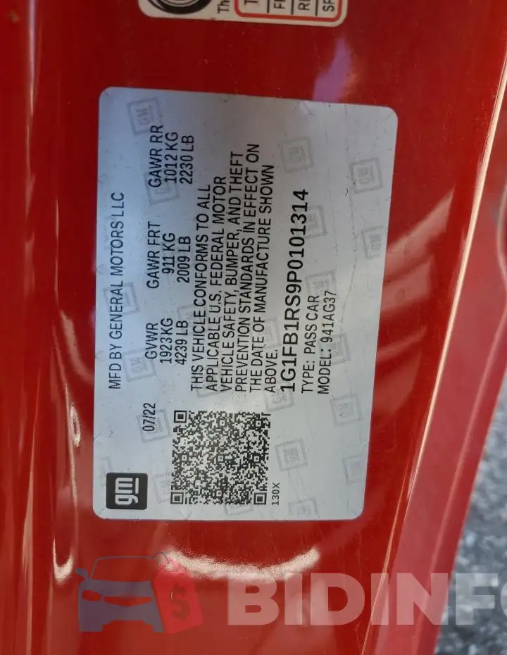 1G1FB1RS9P0101314 Photo# 12