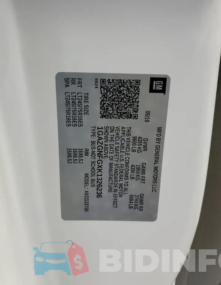 1GAZGNFGXK1326236 Photo# 13