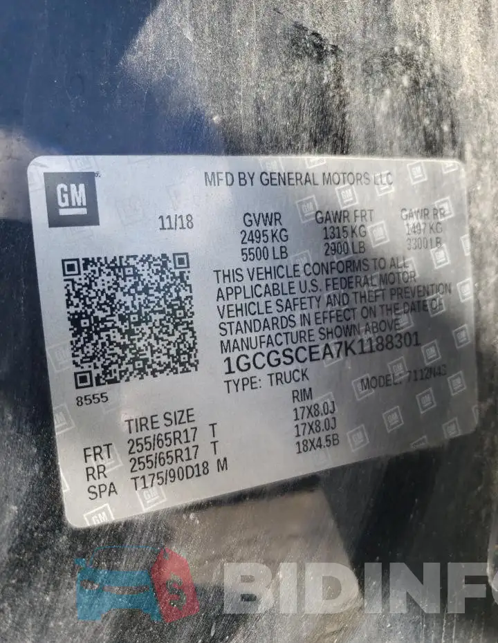 1GCGSCEA7K1188301 Photo# 12