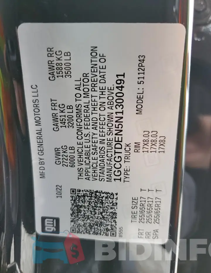 1GCGTDEN5N1300491 Photo# 13