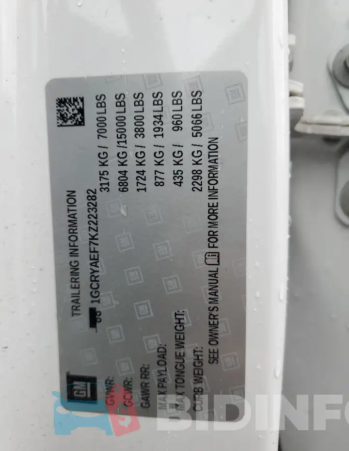 1GCRYAEF7KZ223282 Photo# 12