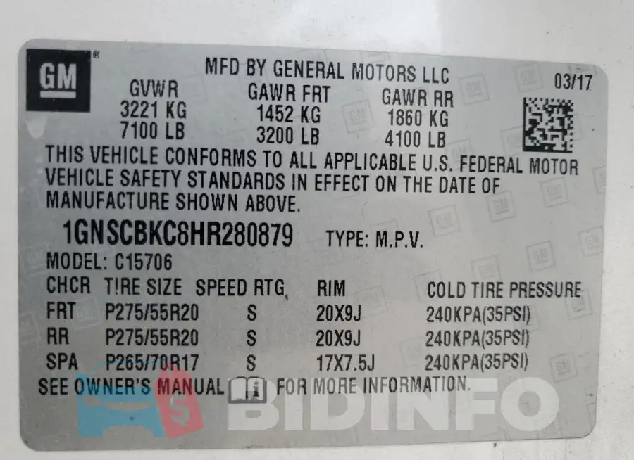 1GNSCBKC8HR280879 Photo# 13