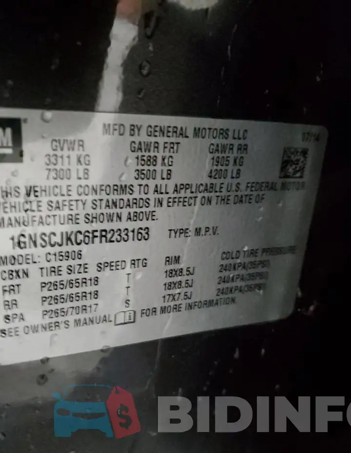 1GNSCJKC6FR233163 Photo# 13