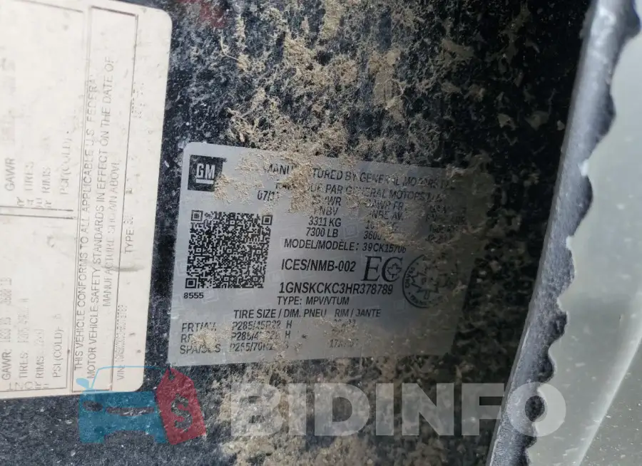 1GNSKCKC3HR378789 Photo# 13
