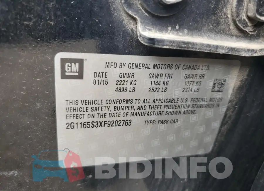 2G1165S3XF9202763 Photo# 12