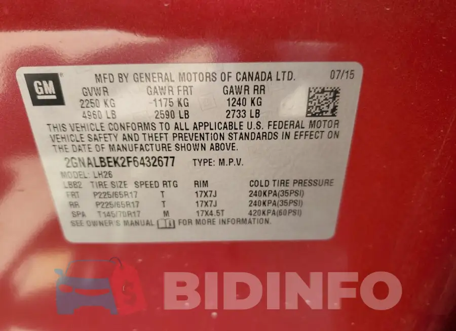 2GNALBEK2F6432677 Photo# 13