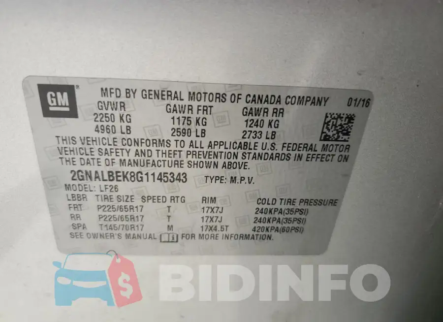 2GNALBEK8G1145343 Photo# 13