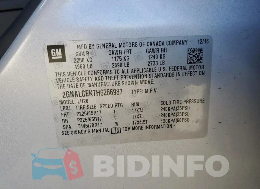 2GNALCEK7H6266987 Photo# 13