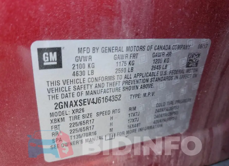 2GNAXSEV4J6164352 Photo# 12