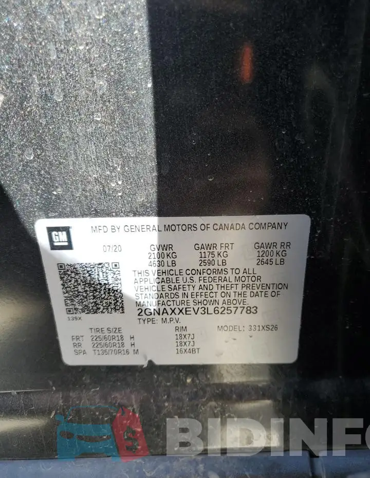 2GNAXXEV3L6257783 Photo# 13
