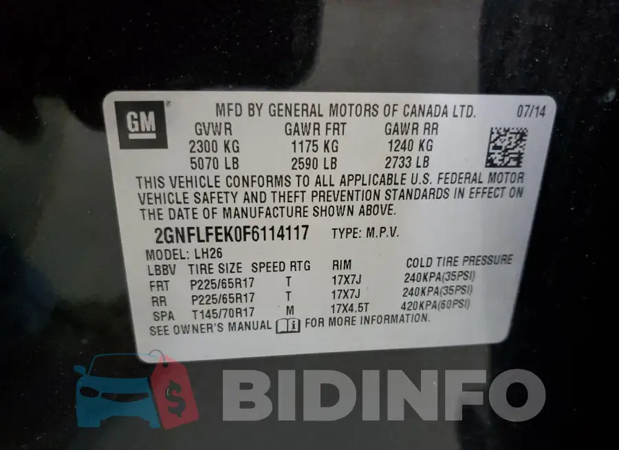 2GNFLFEK0F6114117 Photo# 13