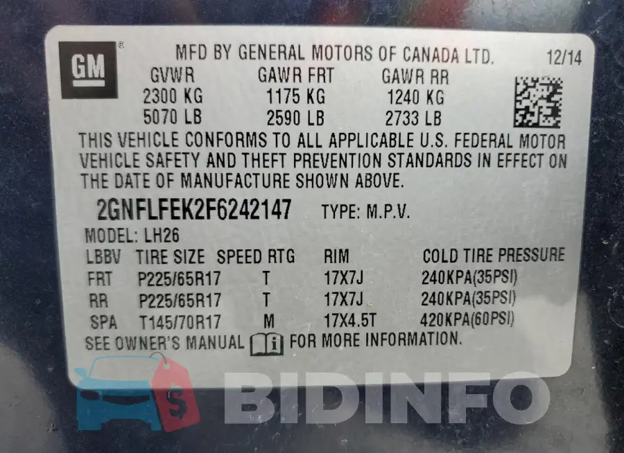 2GNFLFEK2F6242147 Photo# 13