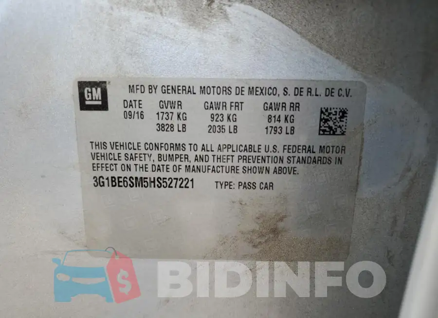 3G1BE6SM5HS527221 Photo# 12