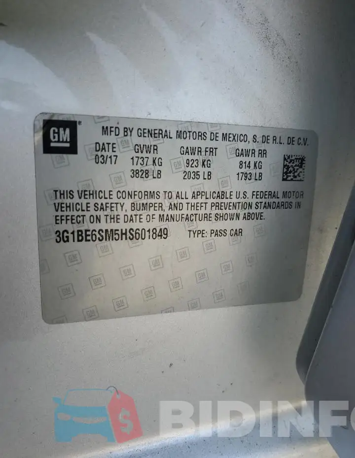 3G1BE6SM5HS601849 Photo# 13