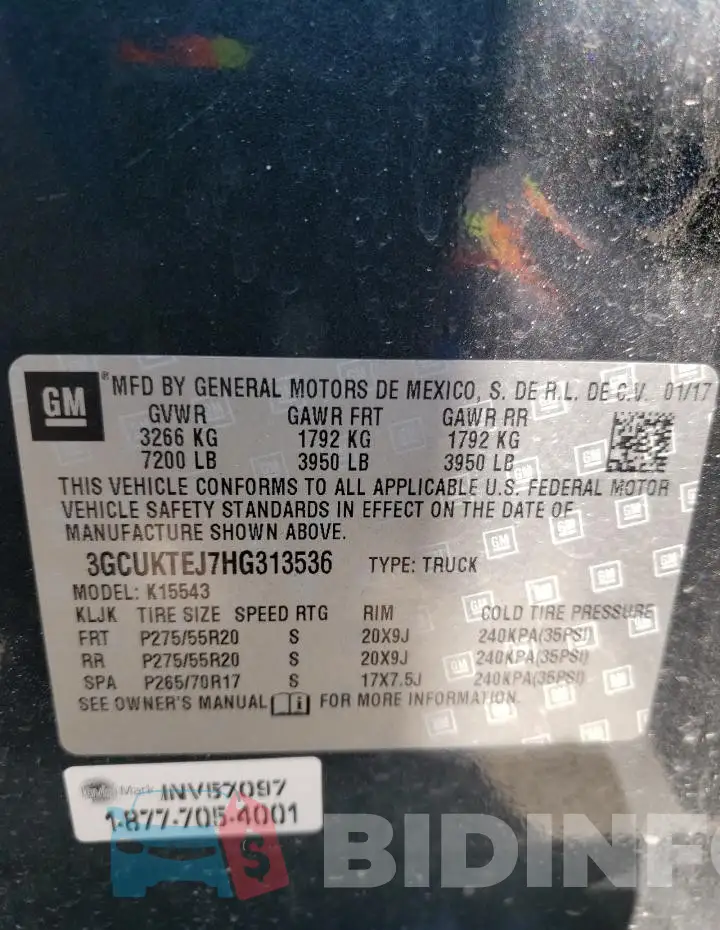 3GCUKTEJ7HG313536 Photo# 12