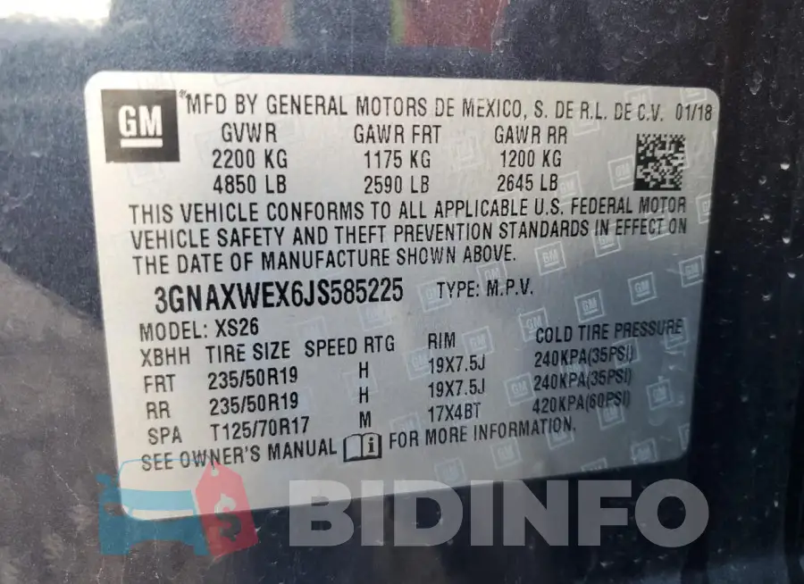 3GNAXWEX6JS585225 Photo# 13