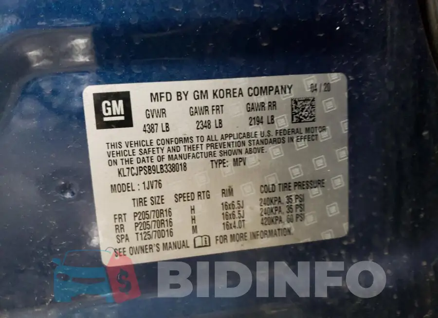 KL7CJPSB9LB338018 Photo# 12