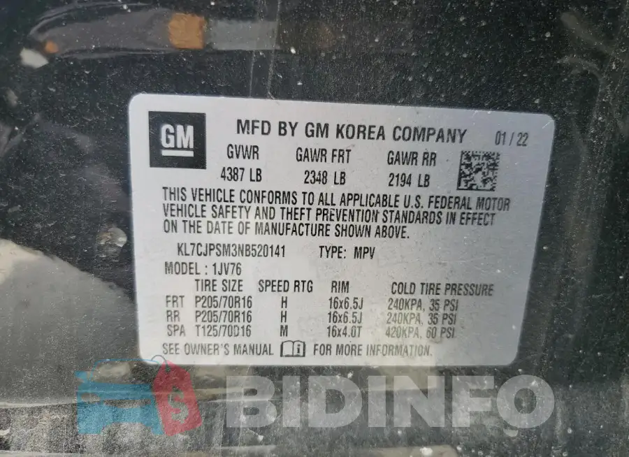 KL7CJPSM3NB520141 Photo# 14
