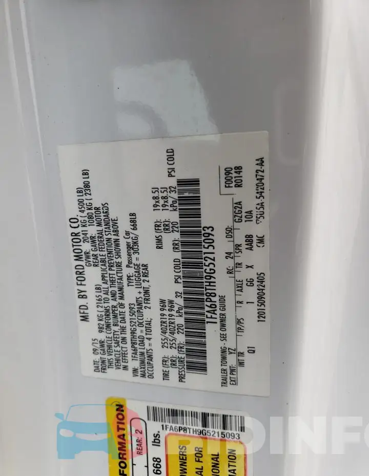 1FA6P8TH9G5215093 Photo# 12