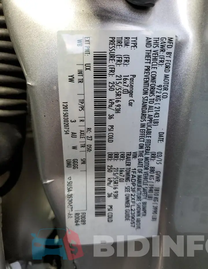 1FADP3F2XFL239057 Photo# 13