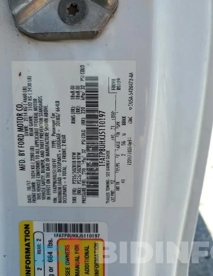 1FATP8UHXJ5110197 Photo# 12
