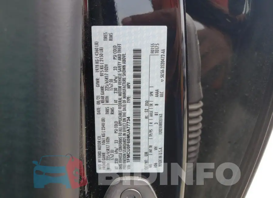 1FMCU0F60MUA77734 Photo# 12