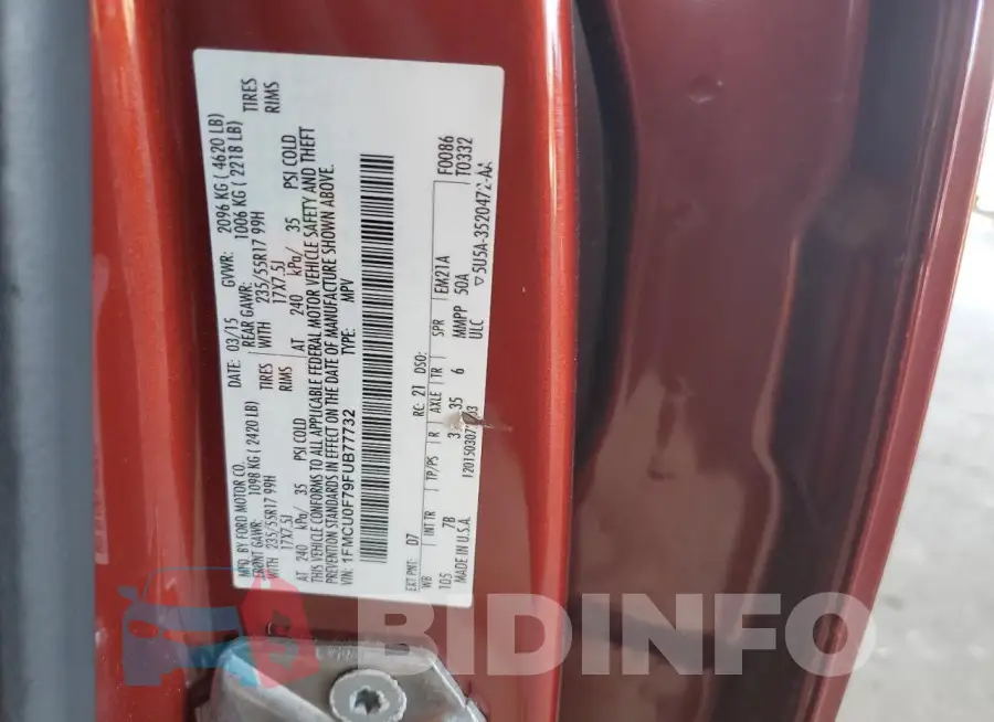 1FMCU0F79FUB77732 Photo# 12