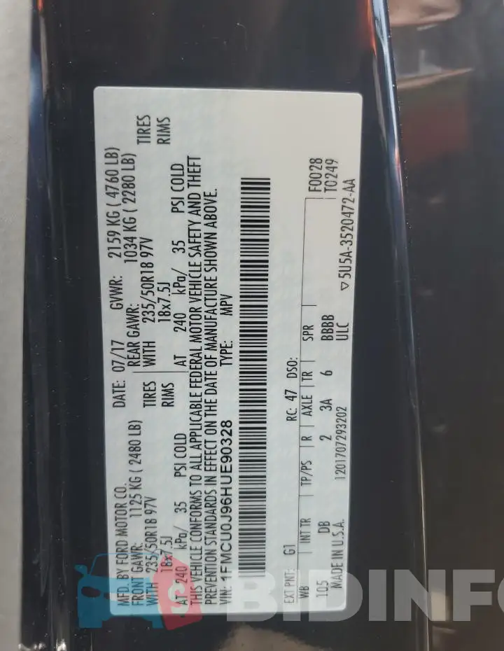 1FMCU0J96HUE90328 Photo# 13